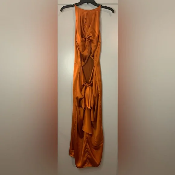 Andrea Iyamah Orange Reni Knotted Dress Size Large/US 10 New - Picture 11 of 15